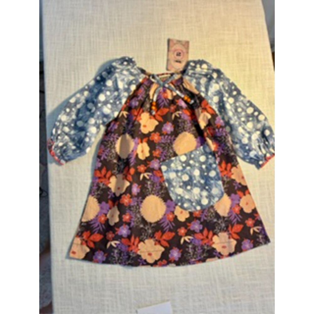 NWT LeLe Vintage Girls Floral Mixed Print Peasant Dress - Size 2T